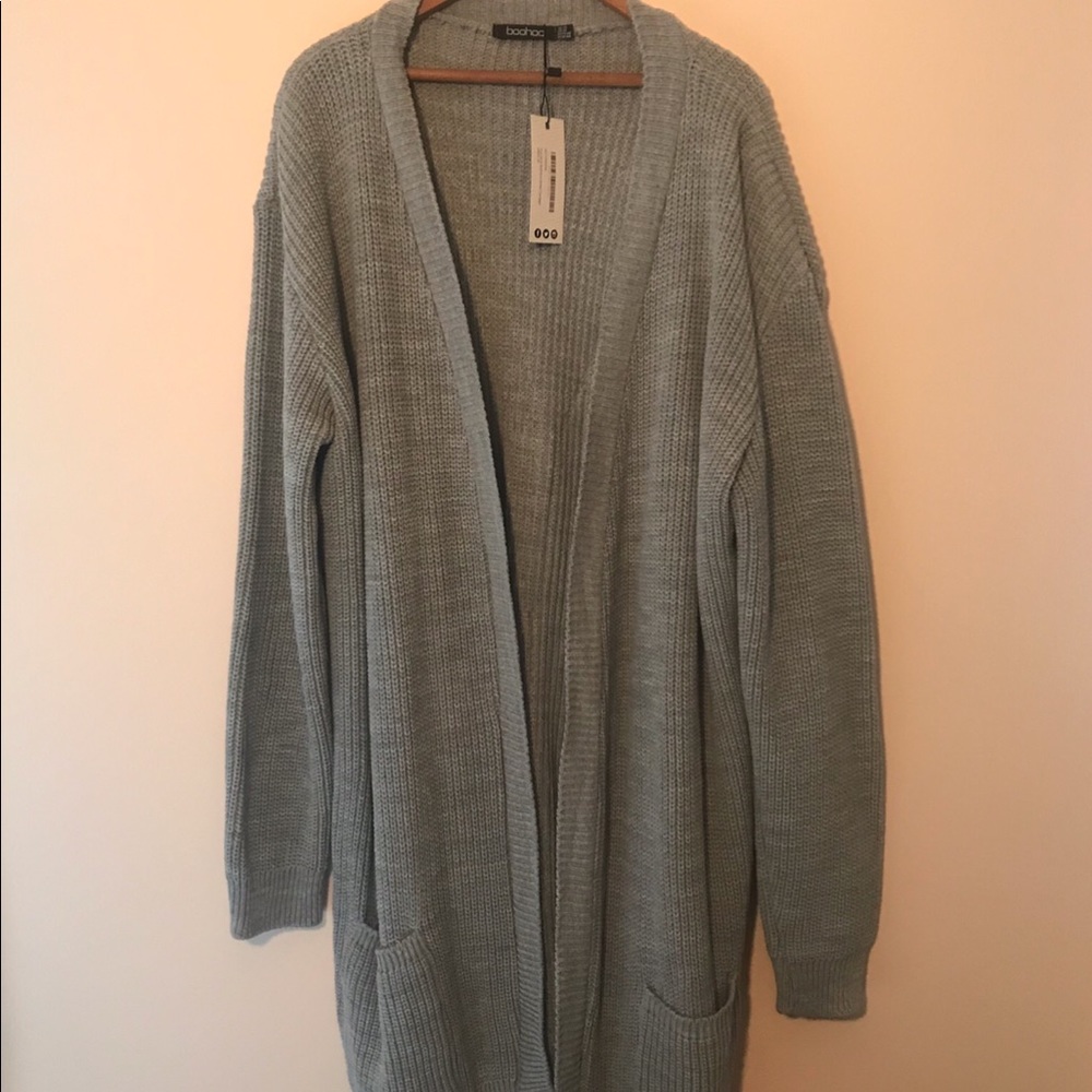 Grey Knit Duster Cardigan